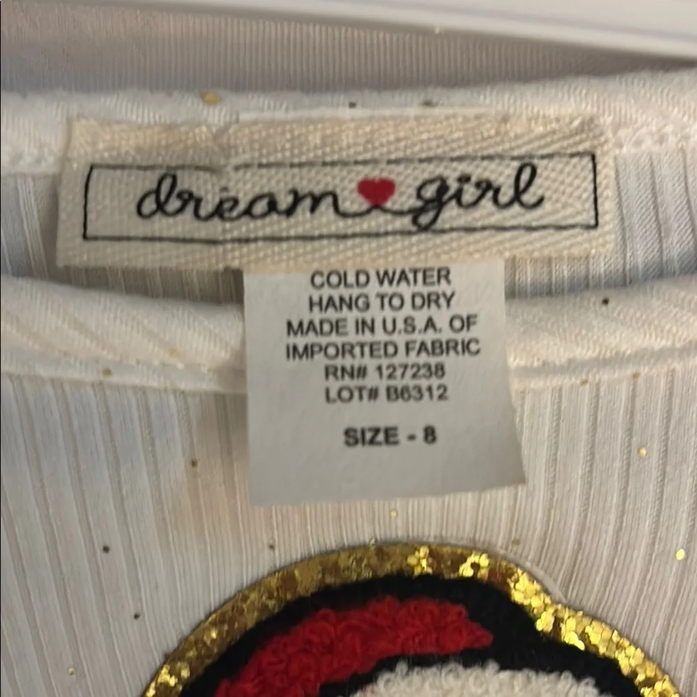 Dreamgirl 2 piece set Festive Design White / Black Girl Size 8 NWOT